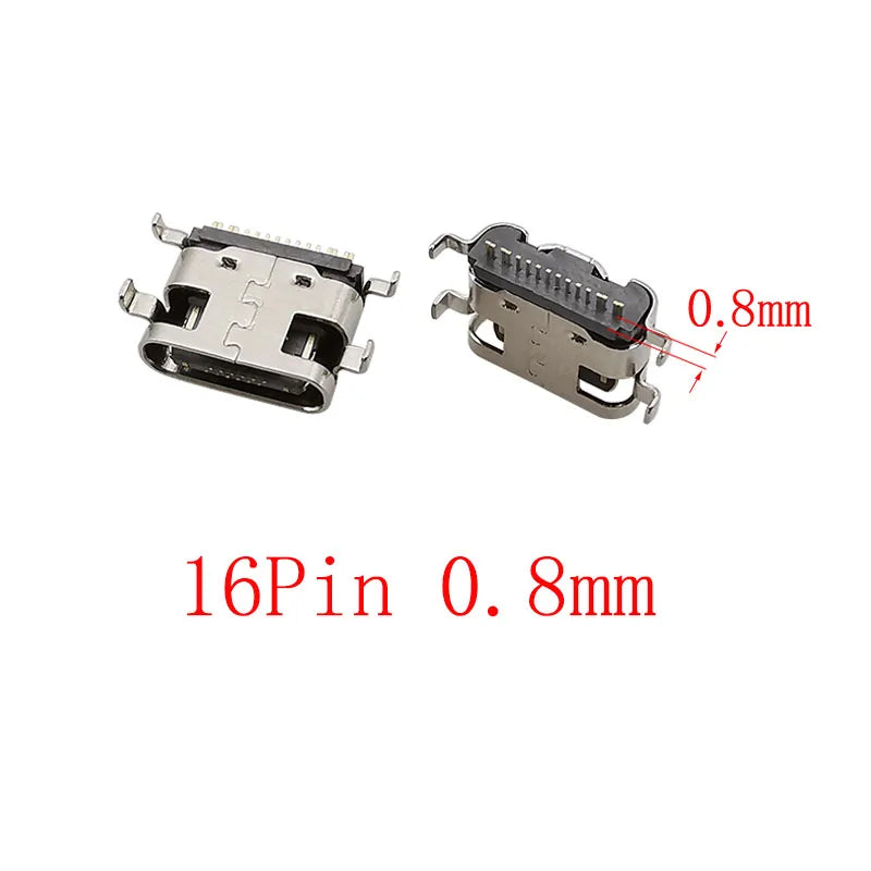 10Pcs USB Connector Type C Female Charging Port Jack 2/6/16 Pin Type-C Socket PCB Soldering SMD SMT DIY Repair Type C Adapter