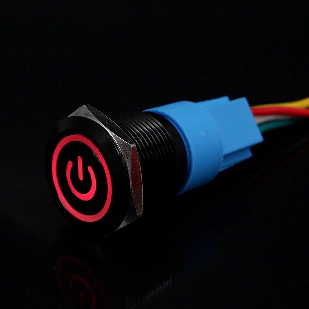 12/16/19/22mm Push Button Switch Oxidized Black Momentary Latching Fixed On Off Power Switch with wire LED Light 5V 12V 24V 220V