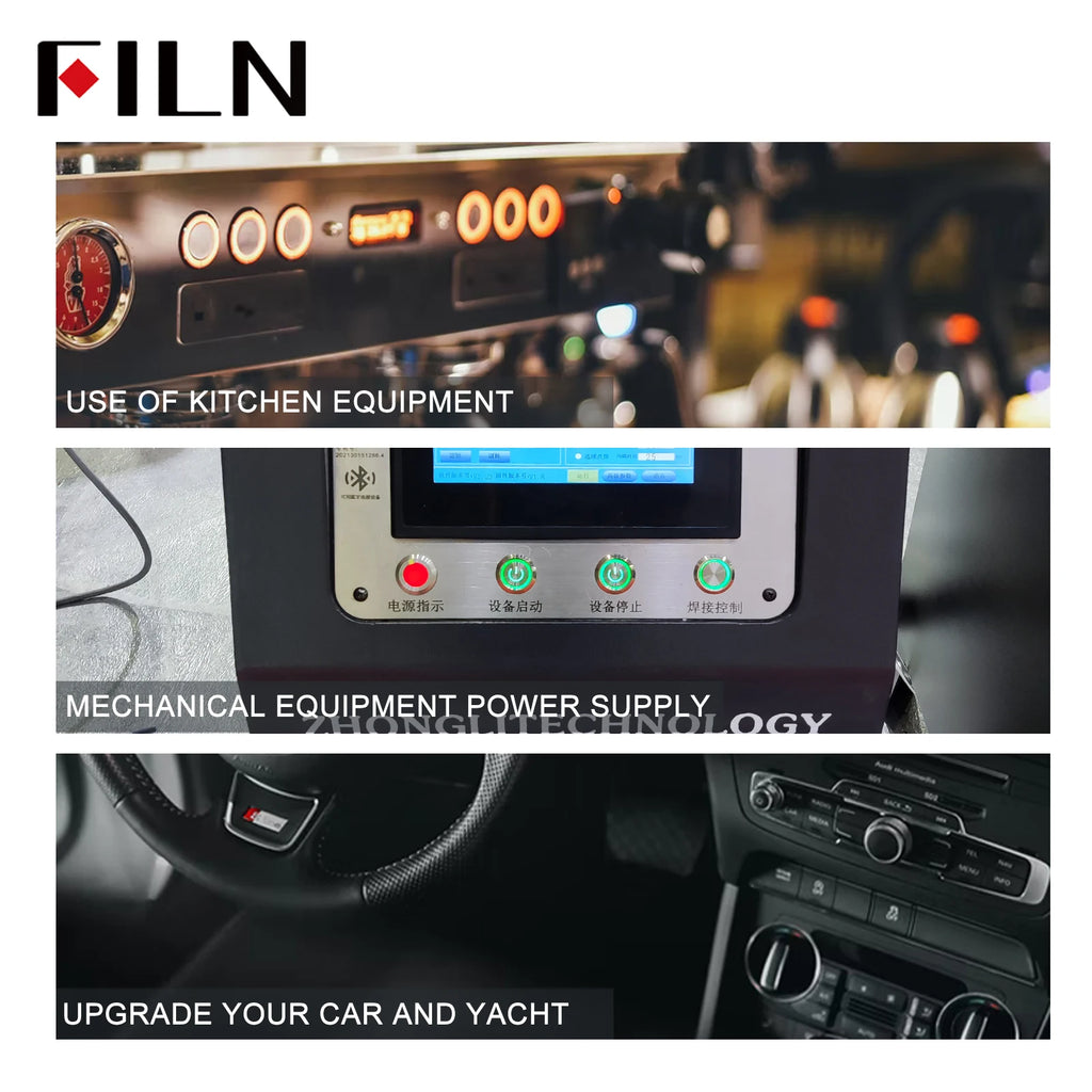 FILN 16mm 19mm 22mm Stainless Steel Waterproof LED Indicator Metal Push Button  Switch Power Symbol   Start Stop Power on Off