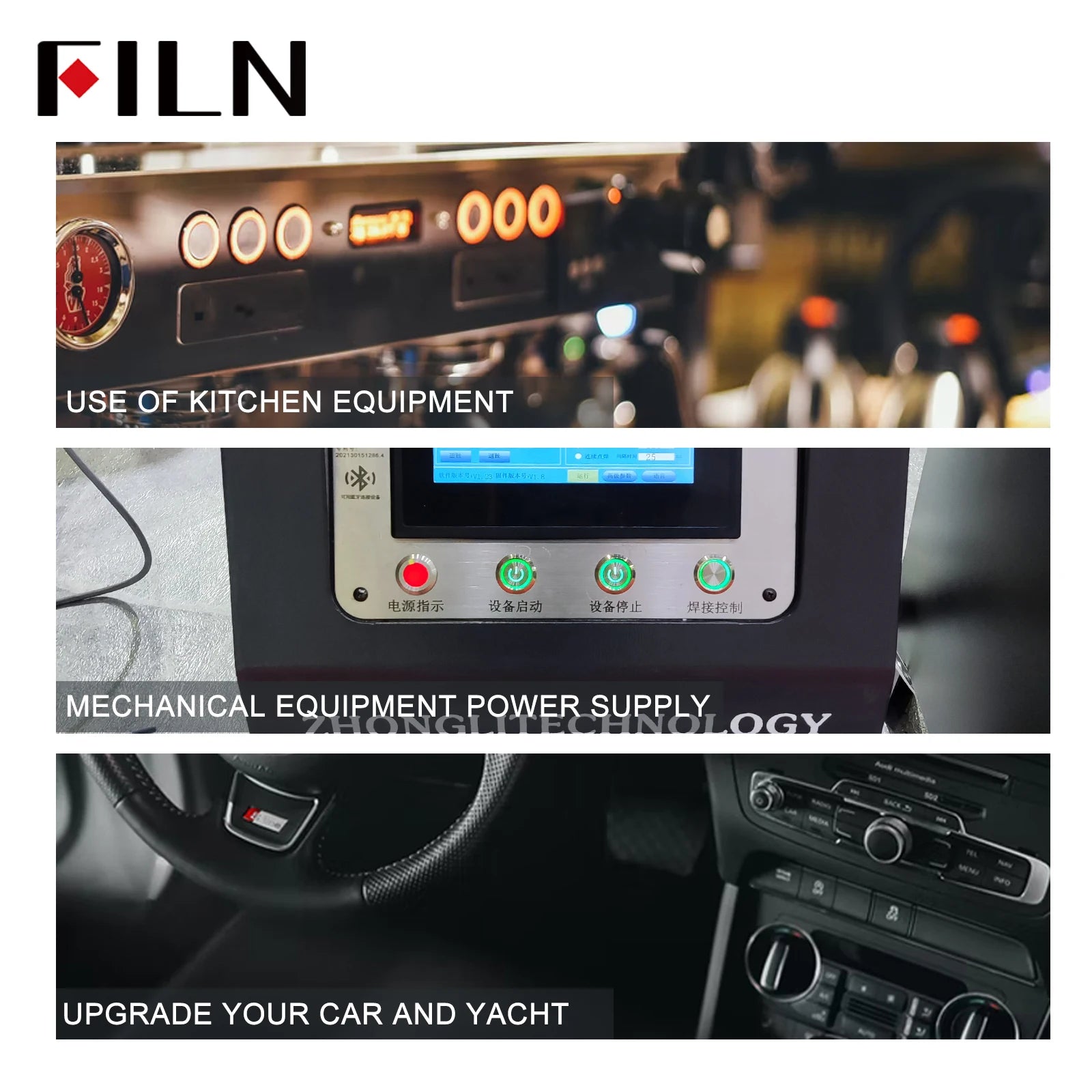 FILN 16mm 19mm 22mm Stainless Steel Waterproof LED Indicator Metal Push Button  Switch Power Symbol   Start Stop Power on Off