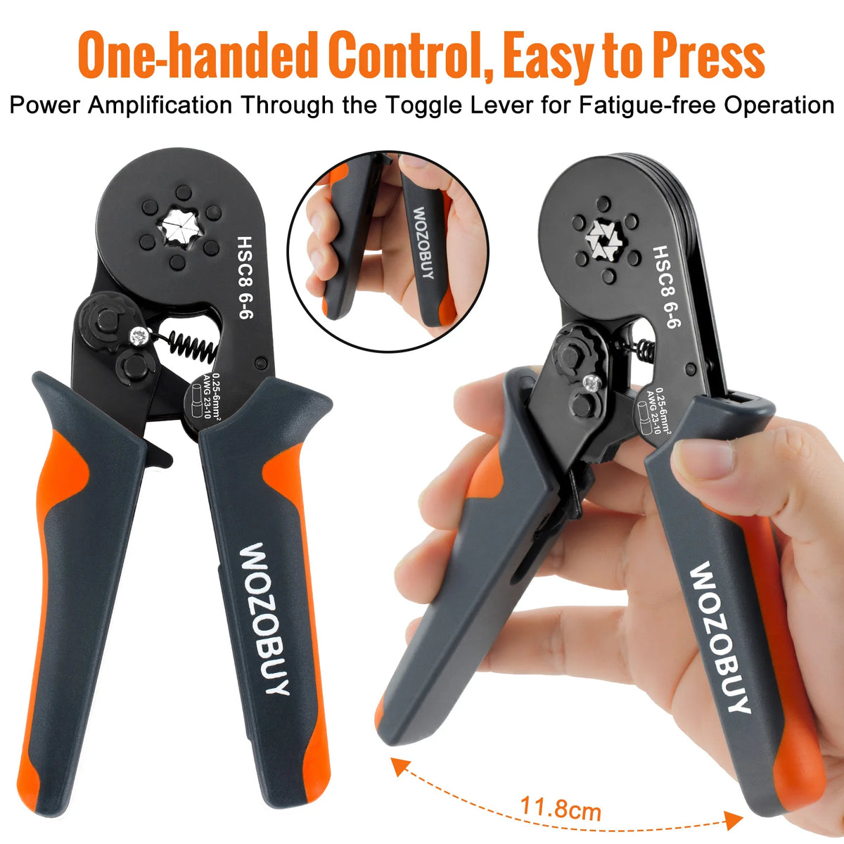 WOZOBUY Hexagonal Self-Adjustable Ratchet,Ferrule Crimping Tool Kit, Crimper Kit with 400/800/1200/1800/1900pcs Wire Terminals