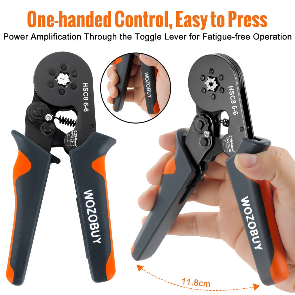 WOZOBUY Hexagonal Self-Adjustable Ratchet,Ferrule Crimping Tool Kit, Crimper Kit with 400/800/1200/1800/1900pcs Wire Terminals