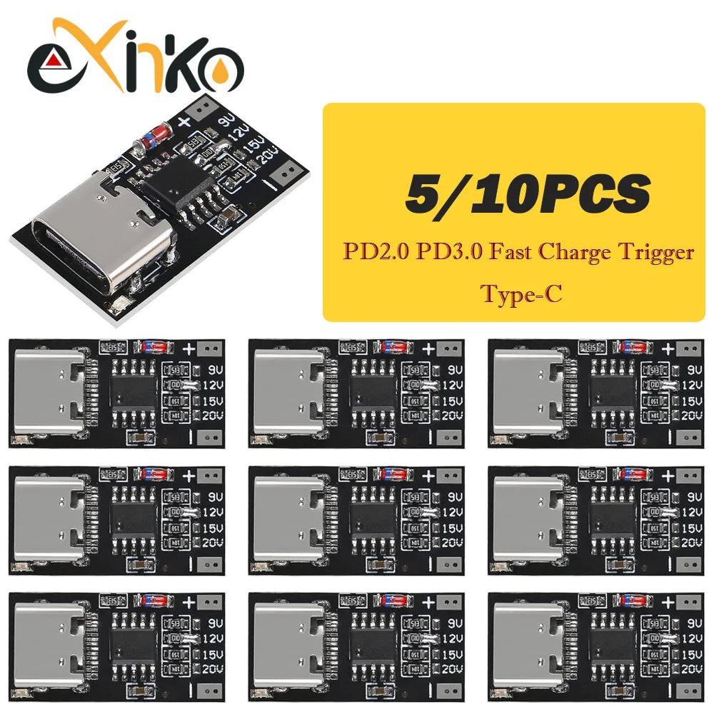 1-10pcs Type C PD2.0 PD3.0 Fast Charge Trigger Polling Detector USB Boost Power Supply Change Module Charger Board