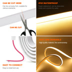 12V 24V 320Leds/M COB Neon Strip Waterproof 3000K 4000K 6000K Home Decor High Brighter Flexible Ribbon Rope LED Light 0.5M-20M