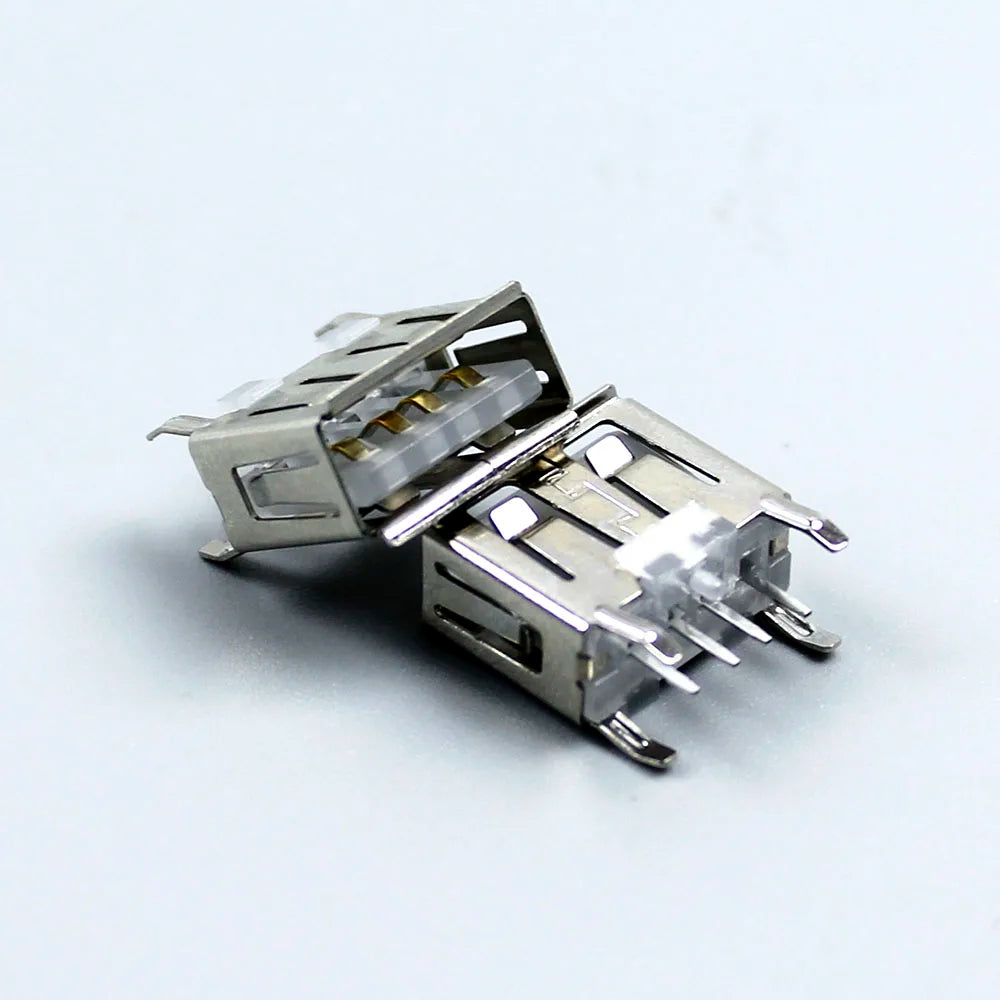 1-10PCS NEW A Type Flat Angle 180 Degree Female USB PCB Connector Socket USB Jack Plug