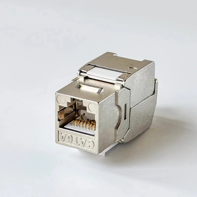 Linkwylan RJ45 Cat6a Keystone Jack STP Tool-Free Shielded Coupler 180 Degree Type Tolless Zinc Alloy Module Adapter Coupler