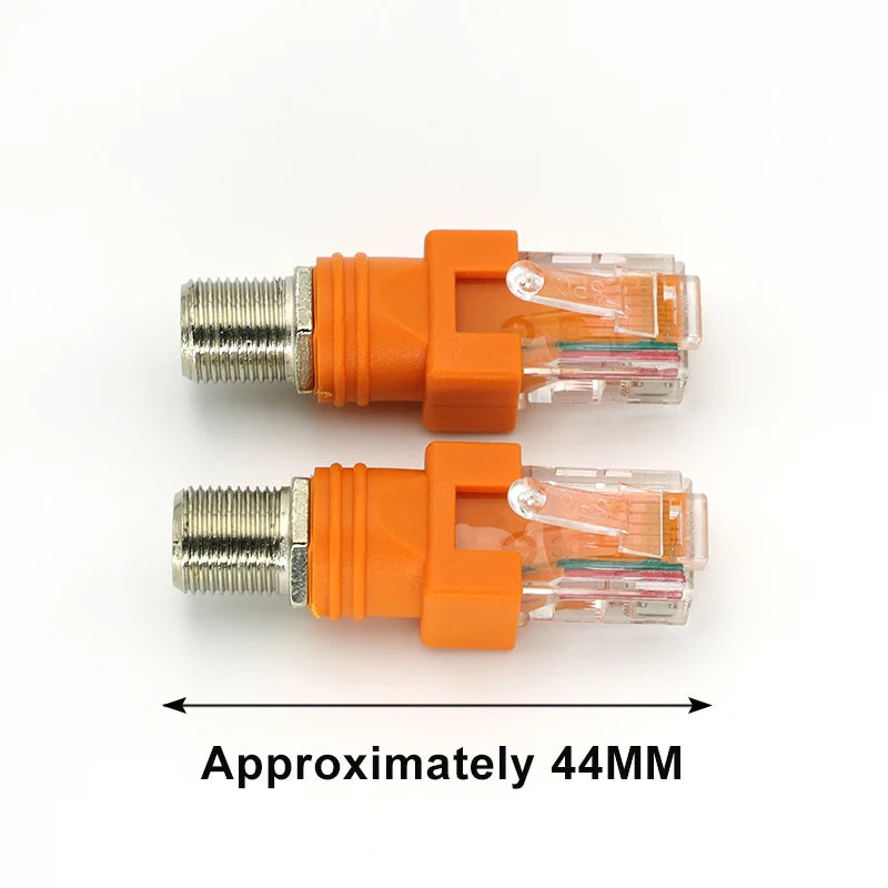 2pcs F TV Female Jack to RJ45 Male Plug Coaxial Coax Barrel Coupler Adapter RJ45 to RF Connector