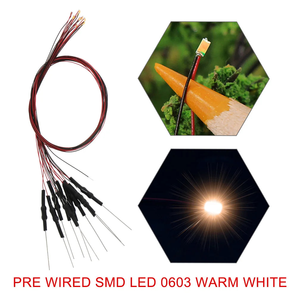 20pcs Pre-wired 20cm Long 30awg Wire SMD LED 0402 0603 0805 Lights Soldered Resistor for 12V White Red Blue Yellow Green