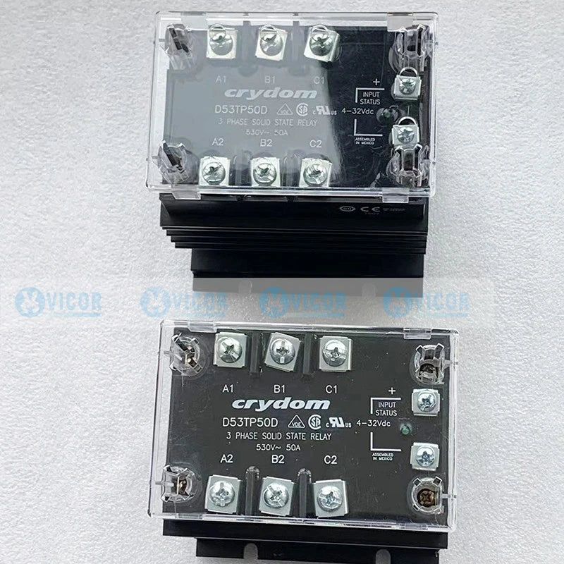 D53TP50D Panel Mount 50A Load, 48-530 VAC Output 3-32 VDC Control Crydom SSR Relay