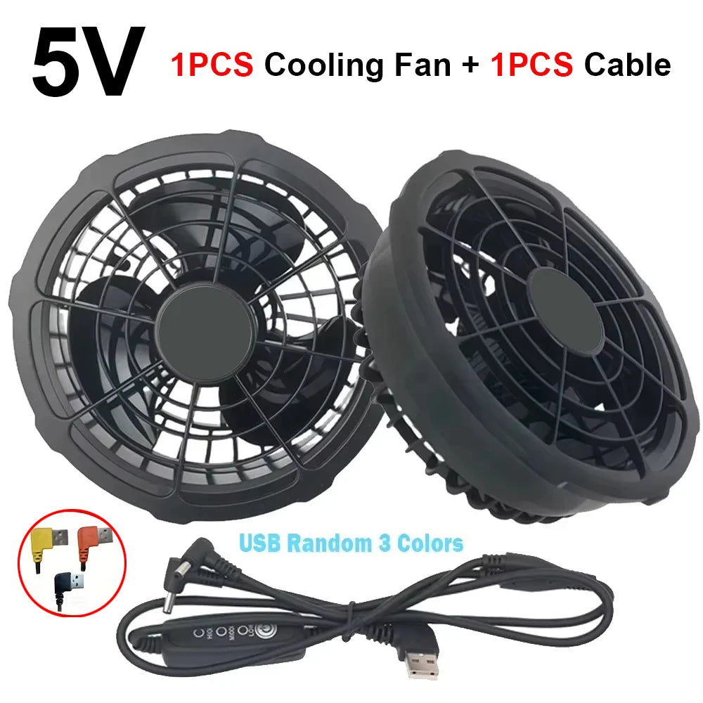 Air Conditioner Vest Cooling Fan 5V or 12V Adjustable Gear High Speed Fan For High Temperature Outdoor Work Fast Cooling DC Fan