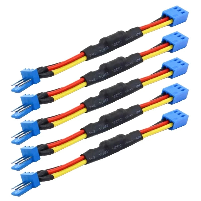 5 Pieces PC CPU Fan Speed Reduce Slow Down Wire 3 Pin Fan Noise Resistor Cable Male to Female Connector 12CM/4.72in