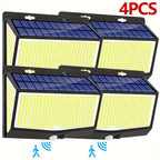 1/2/4Pcs 468LED Solar Wall Lights Outdoor PIR Motion Sensor Solar Sunlight Street Light 3 Modes for Yard Garden Patio Decoration