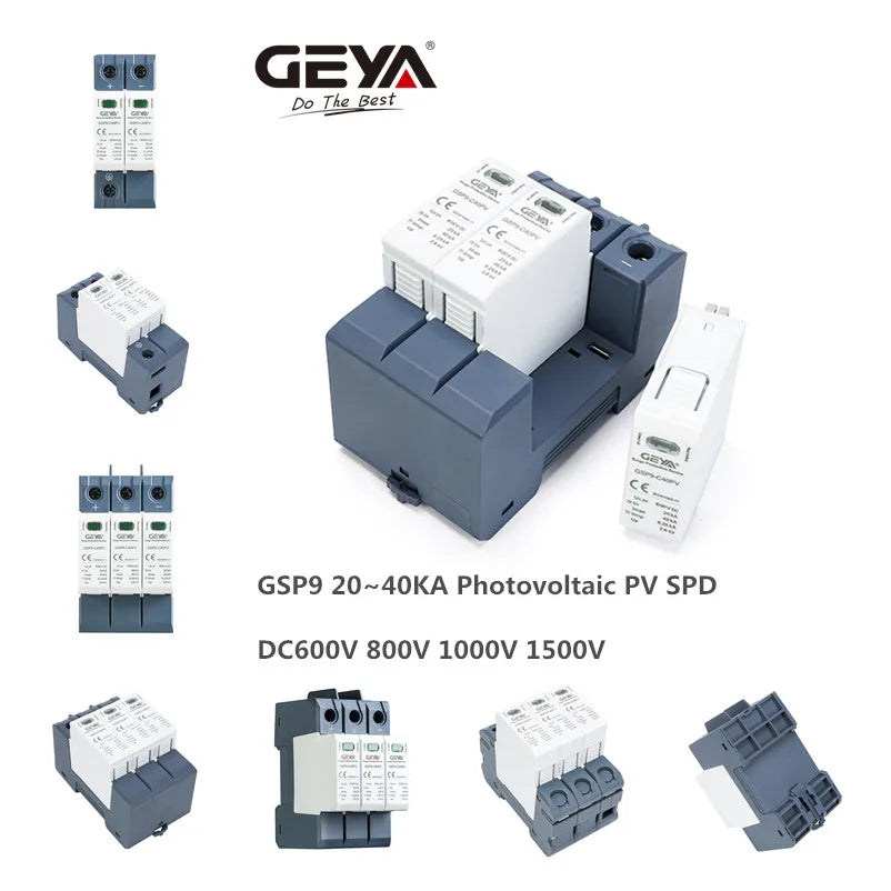 GEYA GSP9 DC Surge Protector PV SPD 600V 1000V 20KA 40KA SPD 2P 3P Surge Protective Device Lightning Protection