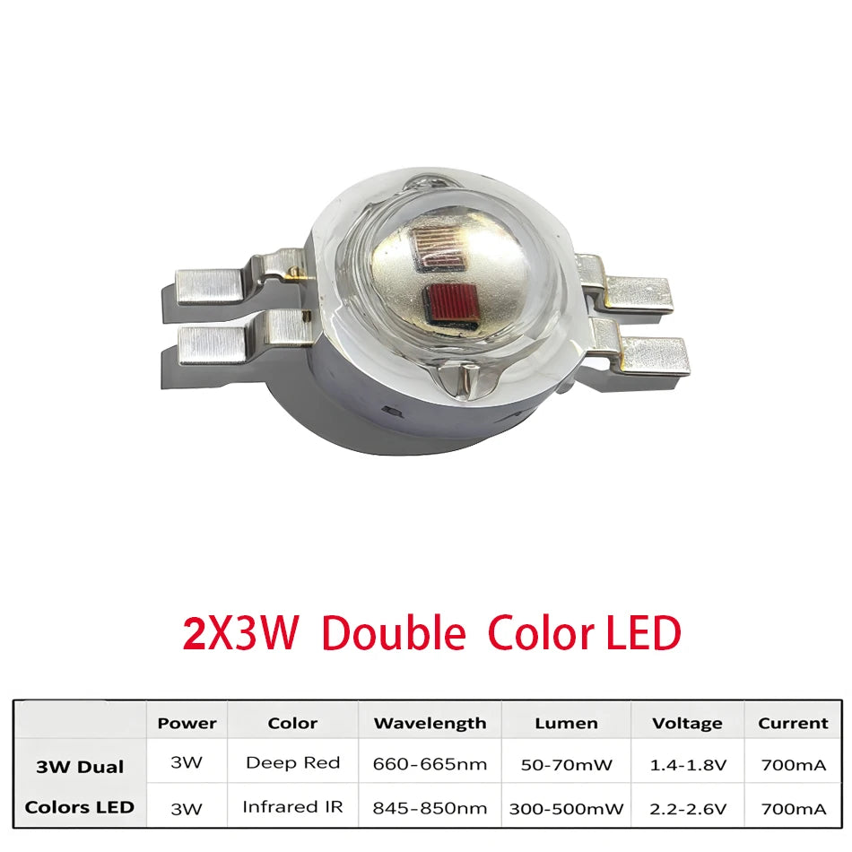 10-50PCS 2X3W Double Color IR LED Emitter Diode Deep Red 660nm+ Infrared IR 850nm 4pin LED Bead DIY For Therapy Light Beads