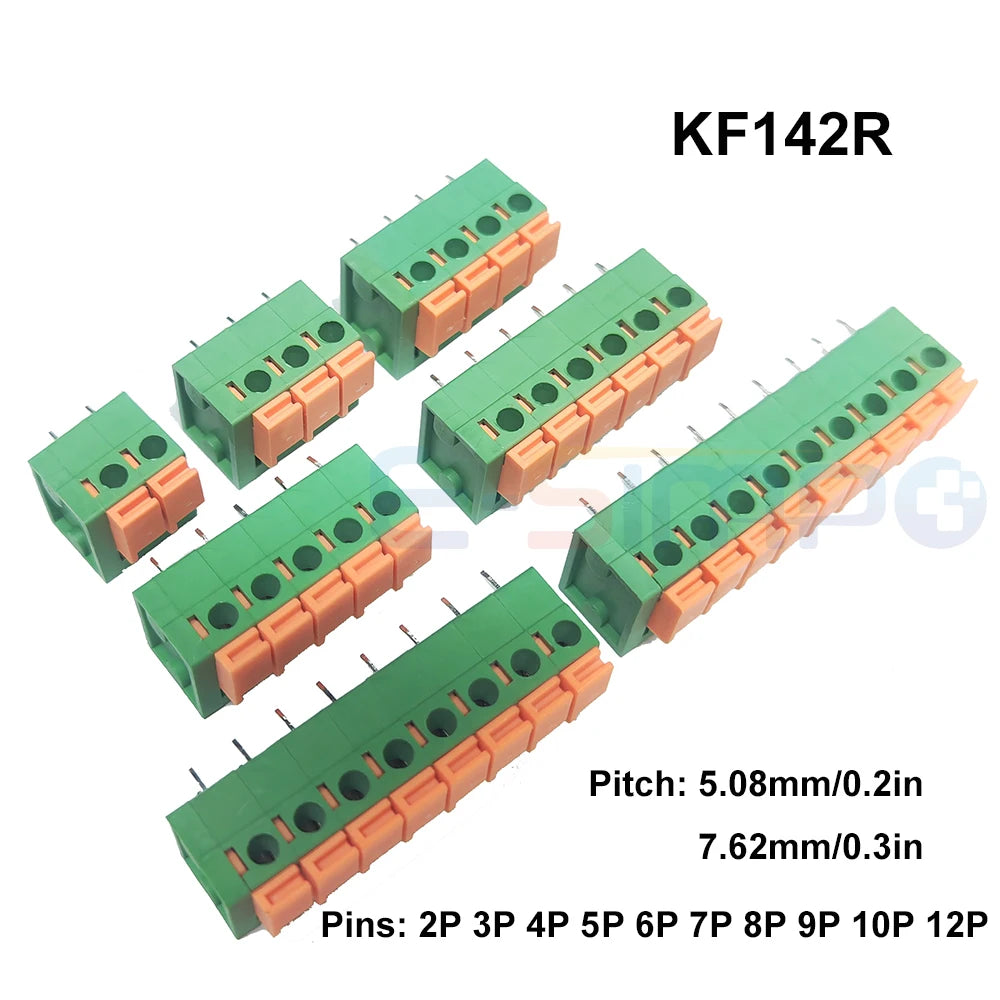 KF141V KF141R KF142V KF142R 2.54mm 5.08mm 7.62mm Push-in Spring Terminal Block Straight/Angled Pin PCB Connector FFKDS/V FFKDS/H
