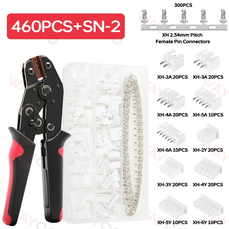 460/1550PCS Dupont Connector Kit JST-XH 2.54mm Set 2/3/4/5/6Pin Housing Adapter Male/Female Pin Header Terminal for Wire Cable