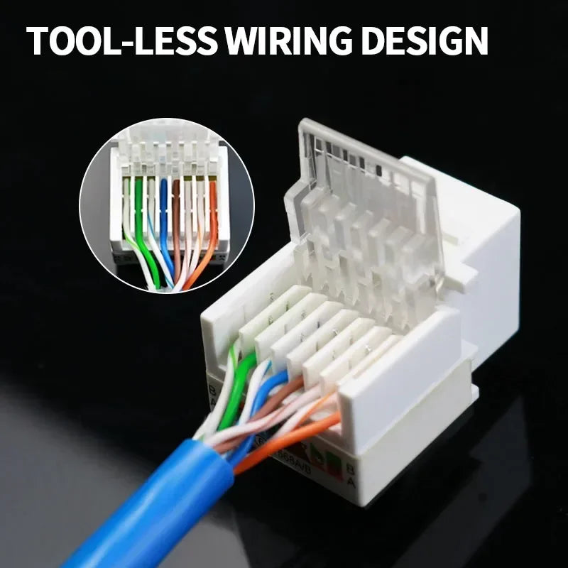 No-Tool Snap-In RJ45 Coupler - CAT6A CAT5E CAT6 Ethernet Socket Wall Plate with 8P8C Port for Network Cabling/Server Room