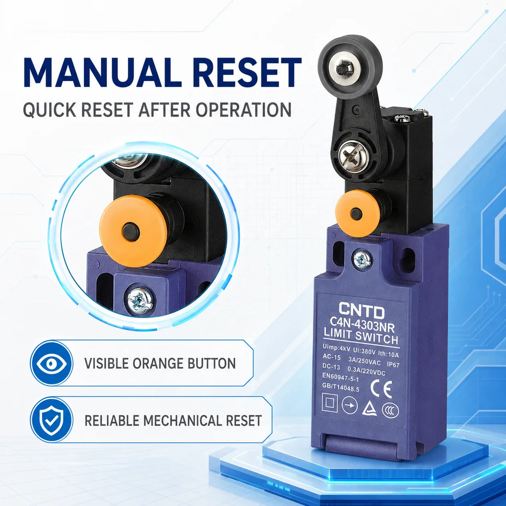 CNTD C4N‑NR Series vertical safety Micro Limit Switch IP65 Waterproof and dustproof Silver contact Safety Interlock C4N-4304NR