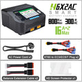 HTRC H6X2AC Dual Channel Battery Charger DC 400WX2 AC300W 16AX2 for 1S~6S Lipo Li-ion LiFe LiHV LTO NiMh RC Battery Fast Charge