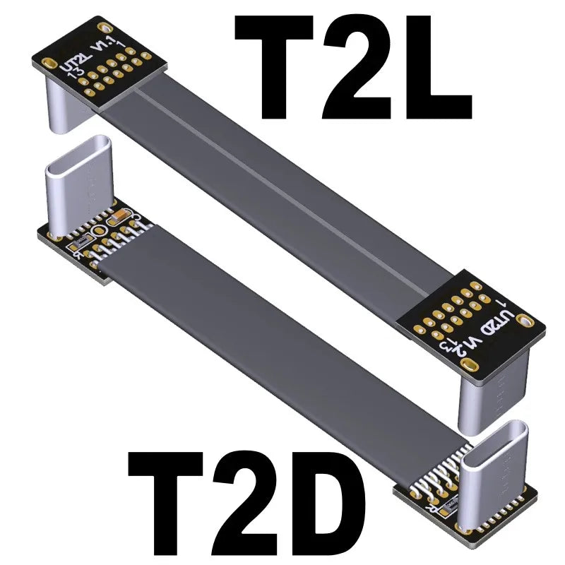 USB 2.0 Type C Ribbon Flat Cable Shielded Extension FPC Cable USB 2.0 USB-C 90 Degree Up/Down Angled Connectors 5CM-3M For TV PC