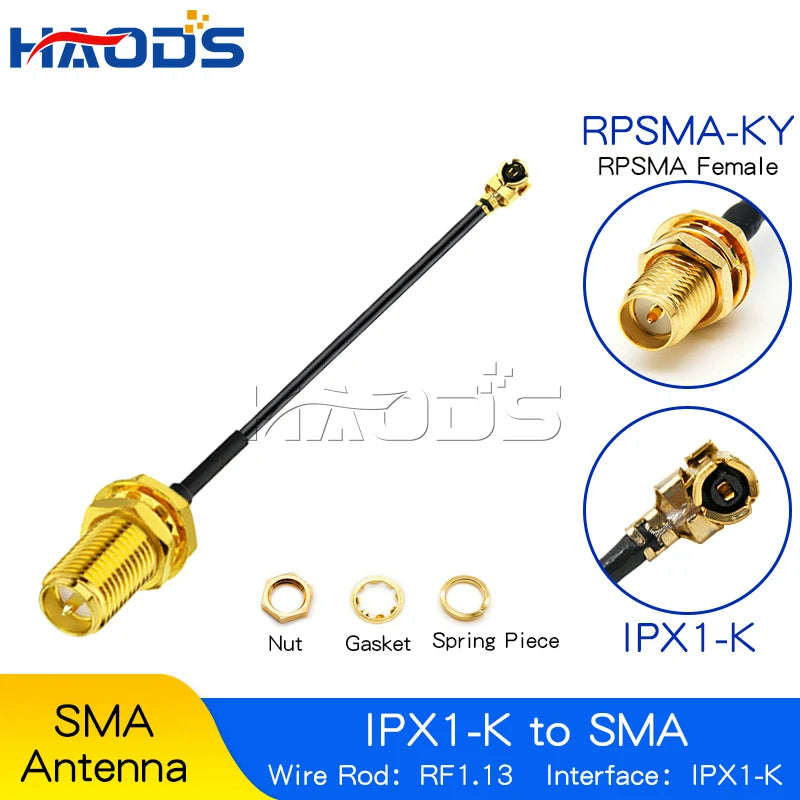 5PCS IPX to SMA Connector Cable SMA Male to uFL/u.FL/IPX to SMA Female RF1.13 RF Coaxial WIFI Antenna Pigtail Extension Cable