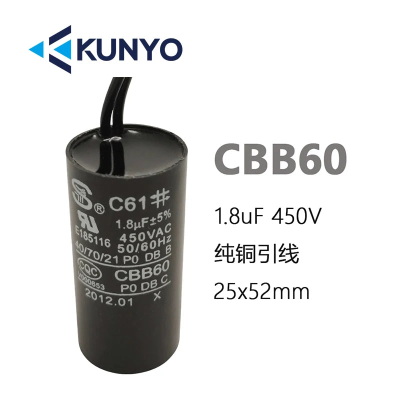 1PCS CBB60 450V Starting Capacitor Motor Run Capacitors 4UF-60UF 4 Pin with Screws for Electric Motor/washing Machine 10uf 20uf