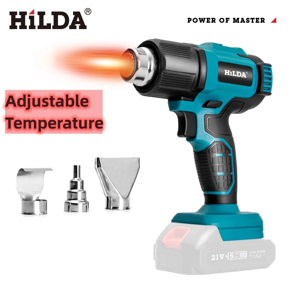 HILDA Handheld Hot Air Gun Adjustable Temperature Non-adjustable Temperature Portable for Makita 21V Battery Electric Heat Gun
