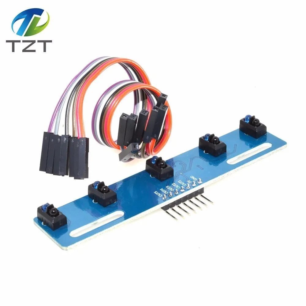 TZT 5 channel Infrared Reflective Sensor TCRT5000 KIT 5 way/road IR Photoelectric Switch Barrier Line Track Module