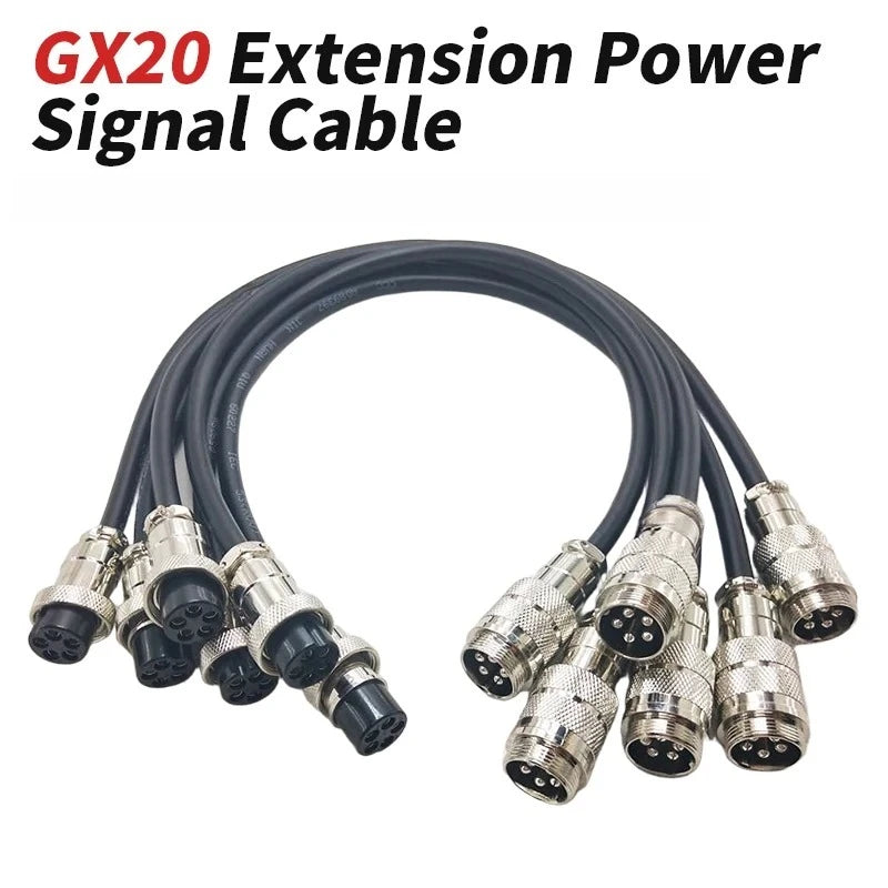 3Pin GX20 Male to Female Aviation Plug with Wire 2Pin~12Pin Male Female Docking Extension Cable M20 Revolving Female Power Cord
