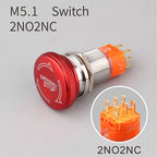 LANBOO 19mm 22mm Metal Emergency STOP Mushroom Push Button Switch Latching Button Switch with LED