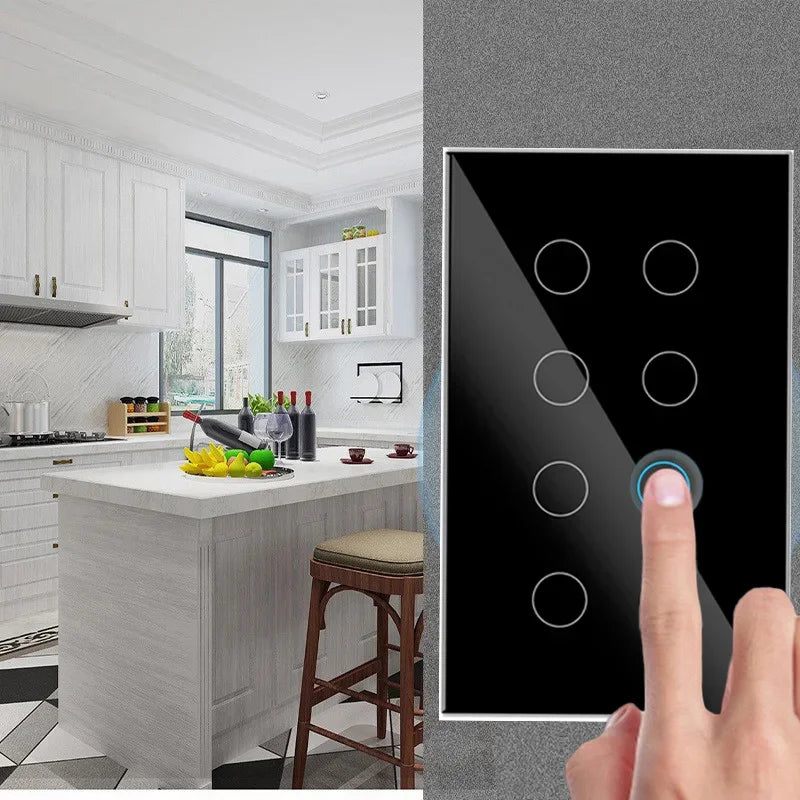 Melery Wifi Smart Tuya Light Switch 4/5/6/8/10 Gang Glass Wall Touch Sensor Alexa Remote Voice Control by Google Home Assistant