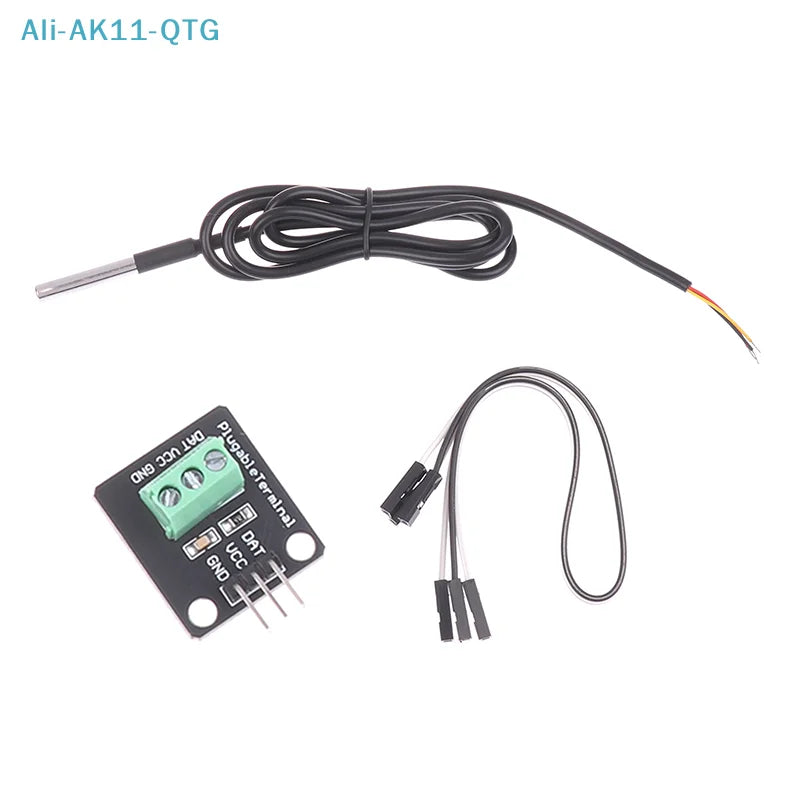 NEW DS18B20 Temperature Sensor Module Waterproof Digital Sensor Cable Stainless Steel Probe Terminal Adapter