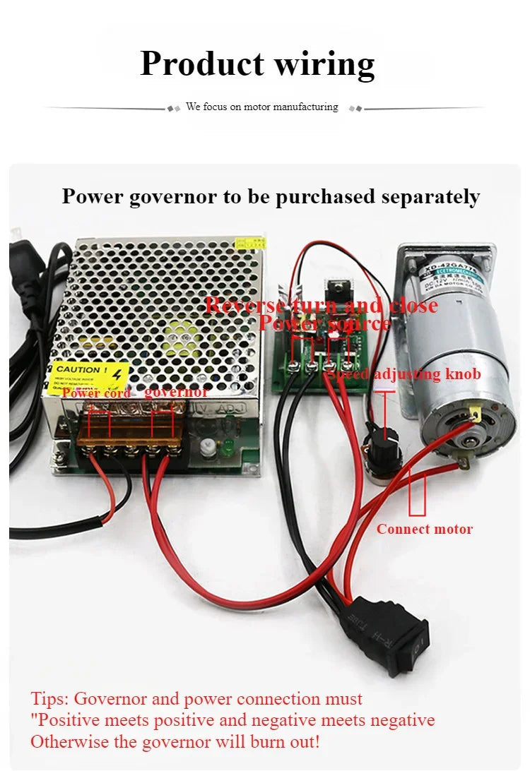 12V 24V Dc Gear Motor 25W 42GA775 Gear Reducer Motor High Torque Low Speed Micro Adjustable Speed 775 DC Motor