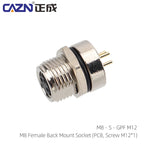 CAZN M8 Welding Panel Connector Male Female Back Mount Socket SMD 3 4 5 6 8 Core Angle Pin Male and Female Socket