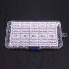 100/72pcs Car Fast-blow Glass Fuses Car Glass Tube Fuses 0.2-20A 0.5-30A Assorted Kit for Car Light Inflator Vacuum Cleaner