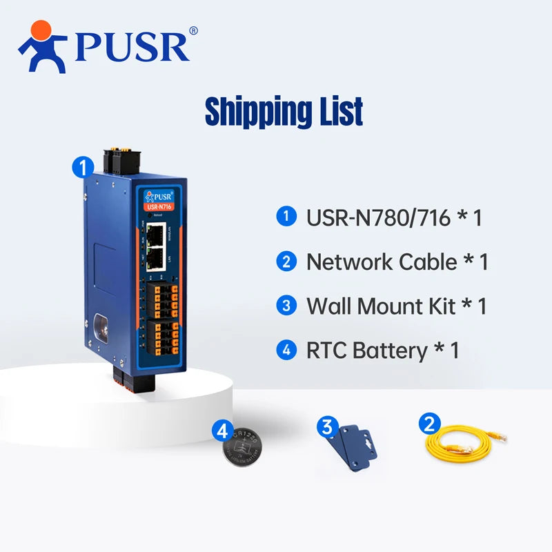 PUSR 8/16 Isolated RS485 to Ethernet Converter CANFD Dual RJ45 RK3506J Linux Industrial Edge Gateway MQTT OPC UA USR-N780