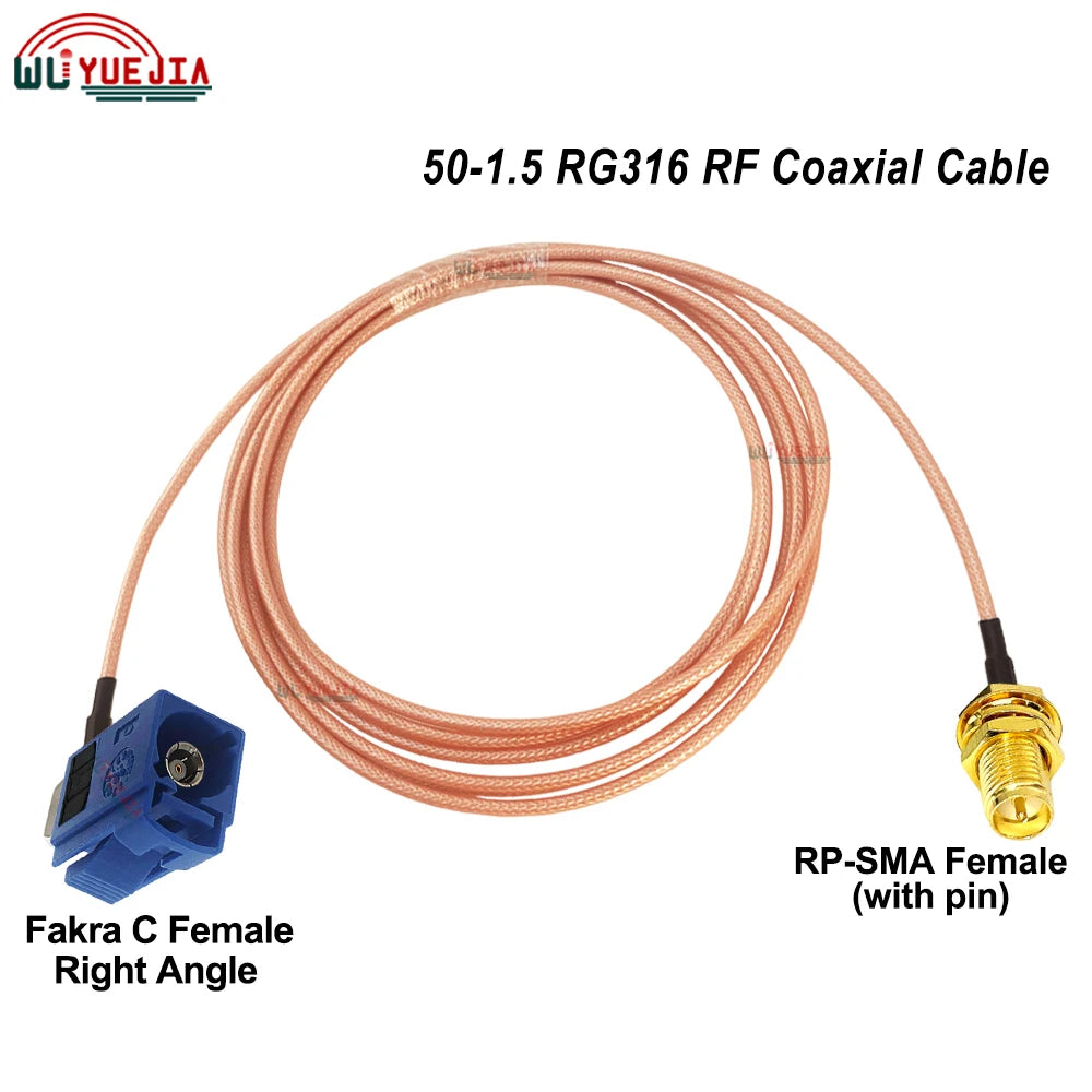 SMA to Fakra C RG316 Cable Blue Fakra C Female to SMA RP-SMA Female/Male Connector 50 Ohm RF Coax Cable Extension Jumper Pigtail
