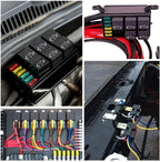 Automotive Relay Harness Kit 4-Pin SPST 40A 12V Sockets Switch Relays with 12&16 AWG Tinned Heavy-Duty Wires, 40 AMP for Car Tru
