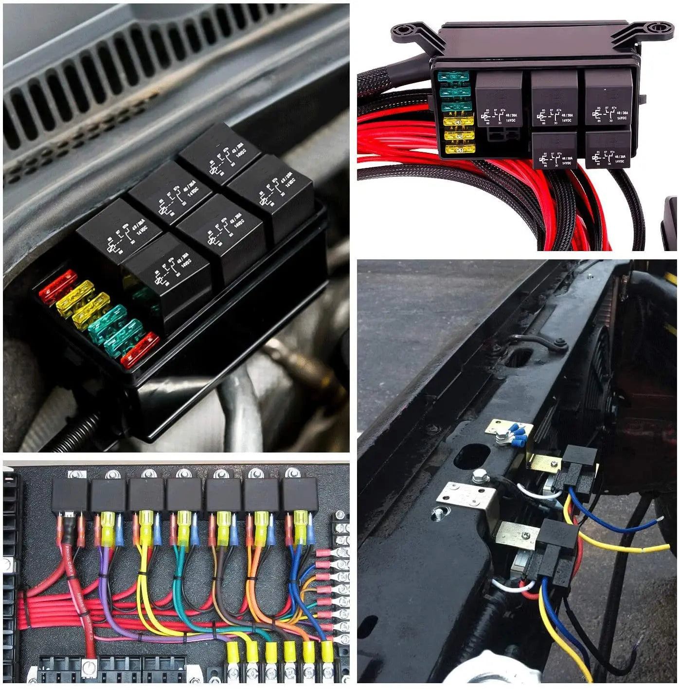 Automotive Relay Harness Kit 4-Pin SPST 40A 12V Sockets Switch Relays with 12&16 AWG Tinned Heavy-Duty Wires, 40 AMP for Car Tru