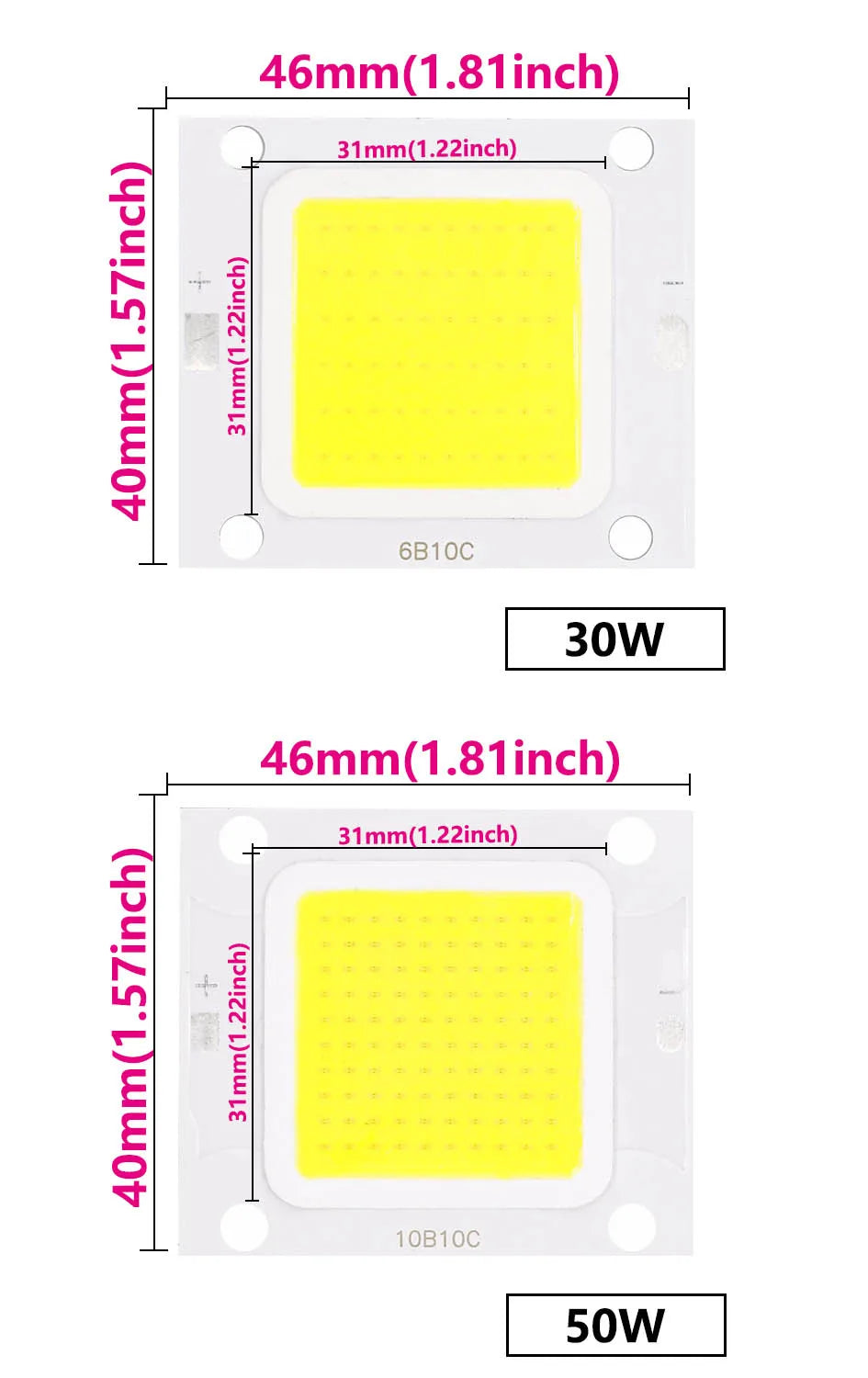 10Pcs Super Power LED Chip 100W 70W 50W 30W 20W 10W 27-36V For Floodlight Spotlight Bulbs Diode LED Ceiling Light Lamp Source