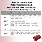 CBB22 Metalized Polypropylene Film Capacitor Assortment Kit 100PF to 820nF 100V-630V Electronic Component for Circuit DIY Repair
