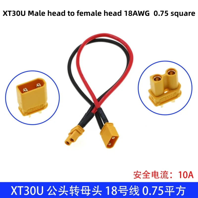 XT30U XT60U XT60H XT90 Plug Connector Male / Female with 18/16/14/12/10 AWG Cable Dual Extension Battery for RC Battery Cable