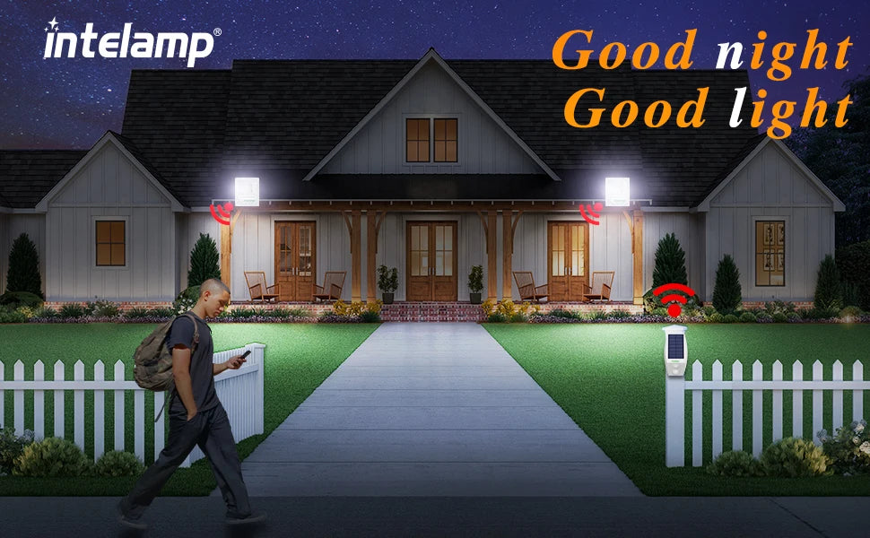 Solar Light Outdoor Motion Sensor Flood Security With Remote Control Powered Wall Dusk to Dawn Garden Porch Farm