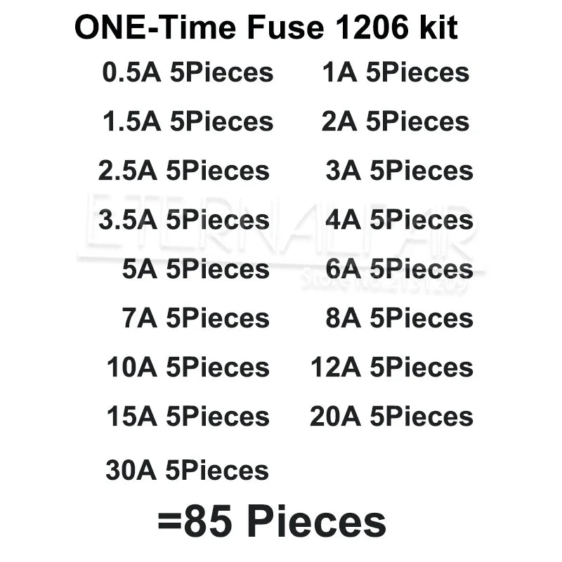 A One Time Positive Disconnect SMD Restore Fast Acting Fuse 1206 3216 0.5A 1A 2A 2.5A 3A 4A 5A 6A 7A 8A 10A 12A 15A 20A 30A KIT