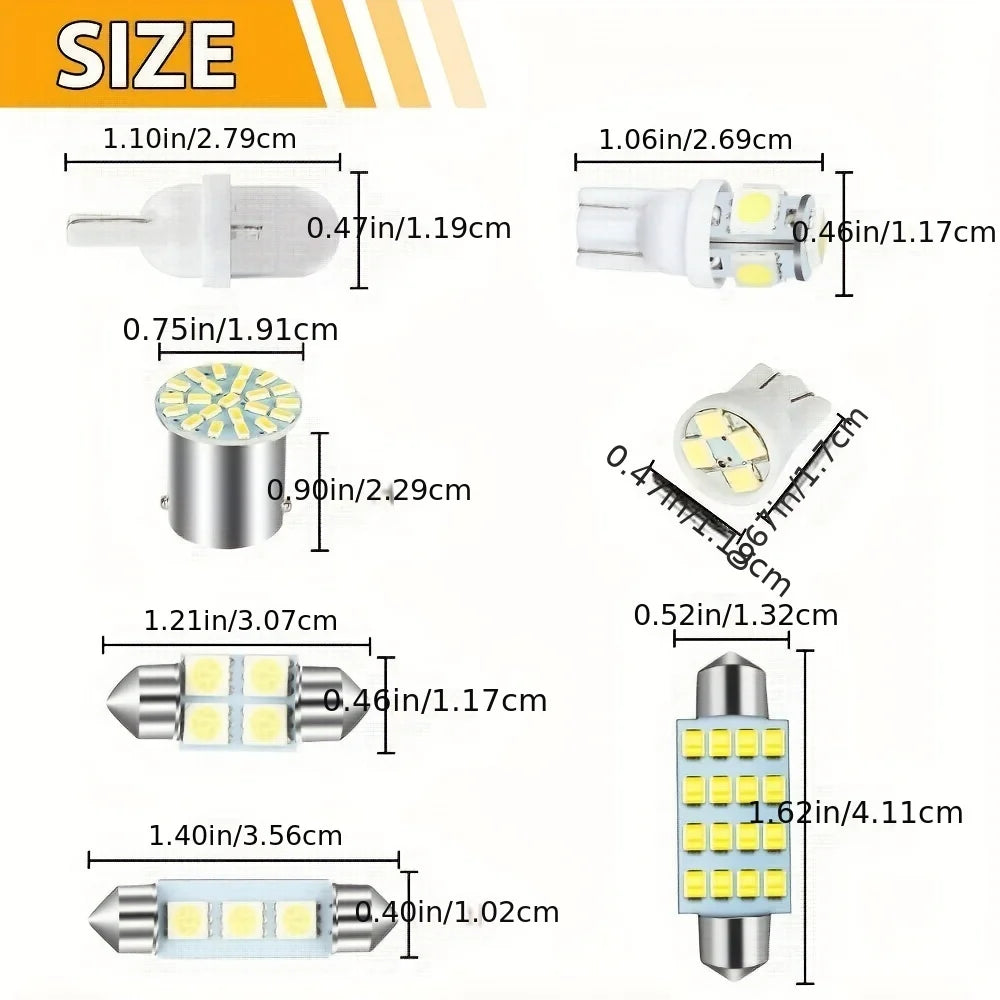 42Pcs LED Car Interior Lights T10 6000K SMD LED Replacement License Plate/Reading Light Bulbs Xenon White Interior Light Bulbs