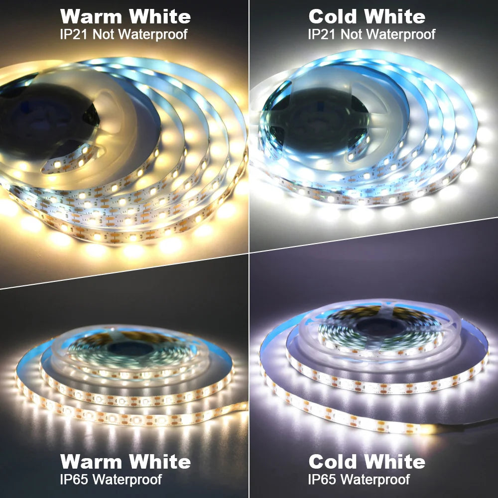 5V USB 2835 LED Strip Light with DC Plug 3528 SMD Flexible Led Tape Ribbon 60LED 0.5m 1m 2m 5m Cabinet Lights Night TV Backlight