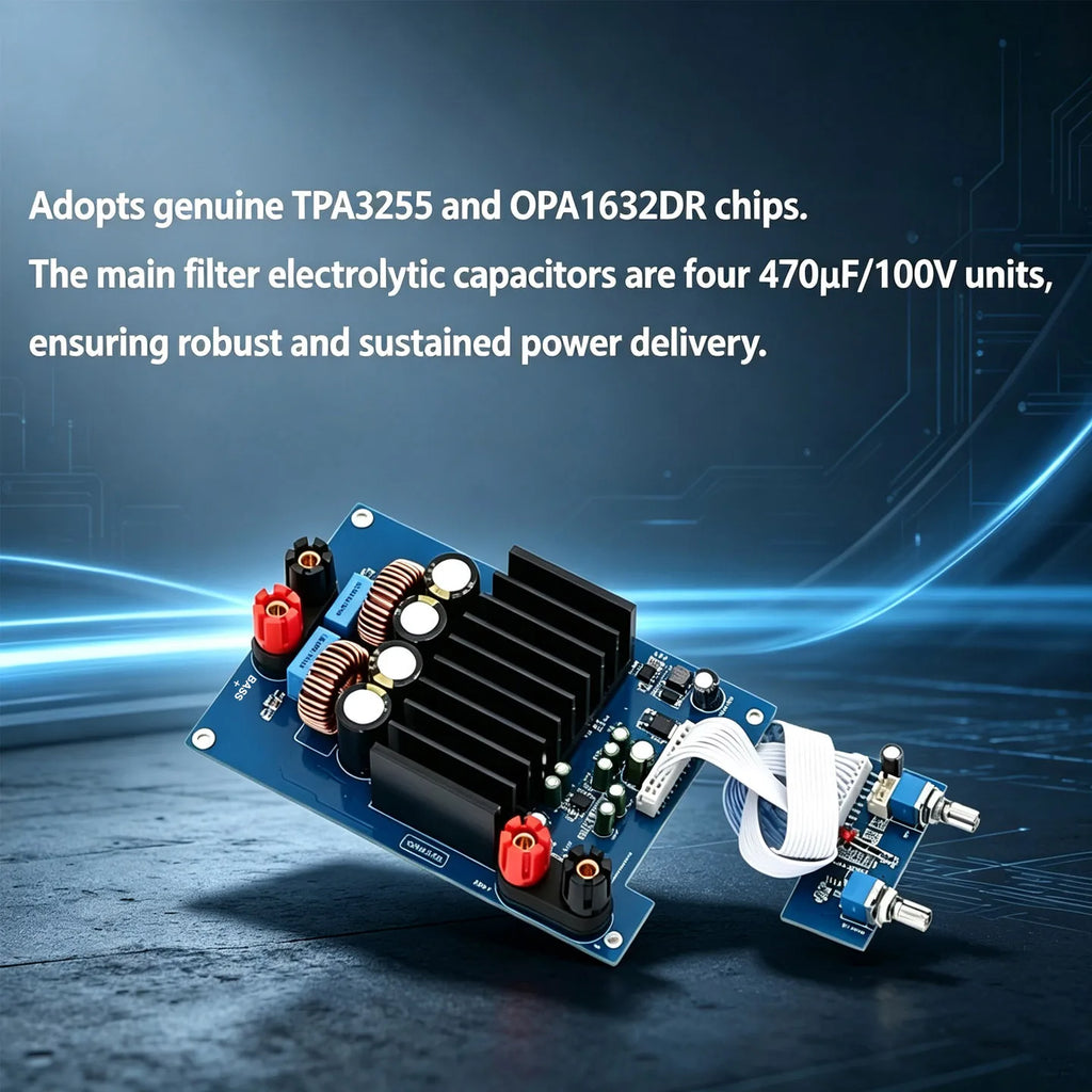 YJCO TPA3255 Mono Subwoofer Amplifier Board 600W Class‑D HiFi Digital Power Amp Module Frequency Volume Adjustment DC24‑48V