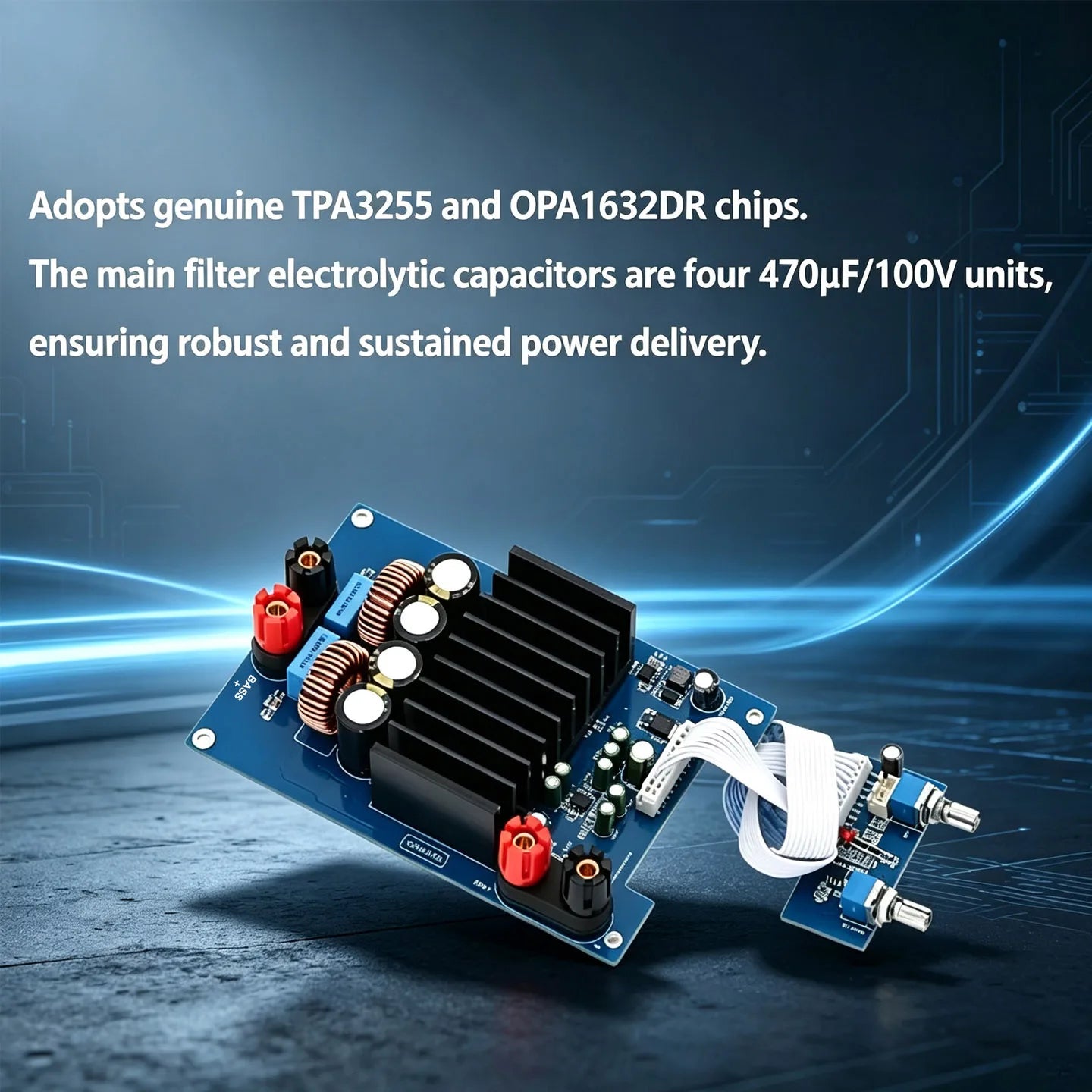 YJCO TPA3255 Mono Subwoofer Amplifier Board 600W Class‑D HiFi Digital Power Amp Module Frequency Volume Adjustment DC24‑48V