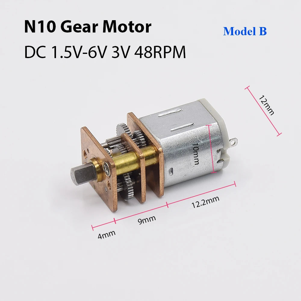 1PC Mini N10 Full Metal Gearbox Gear Reduction Motor DC 3V 5V 6V Slow Speed Smaller Than N20 Motor for 3D Printing Pen/ Robot