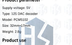 Interface I2S PCM5102A DAC Decoder GY-PCM5102 I2S Player Module For Raspberry Pi PHAT Format Board Digital PCM5102 Audio Board